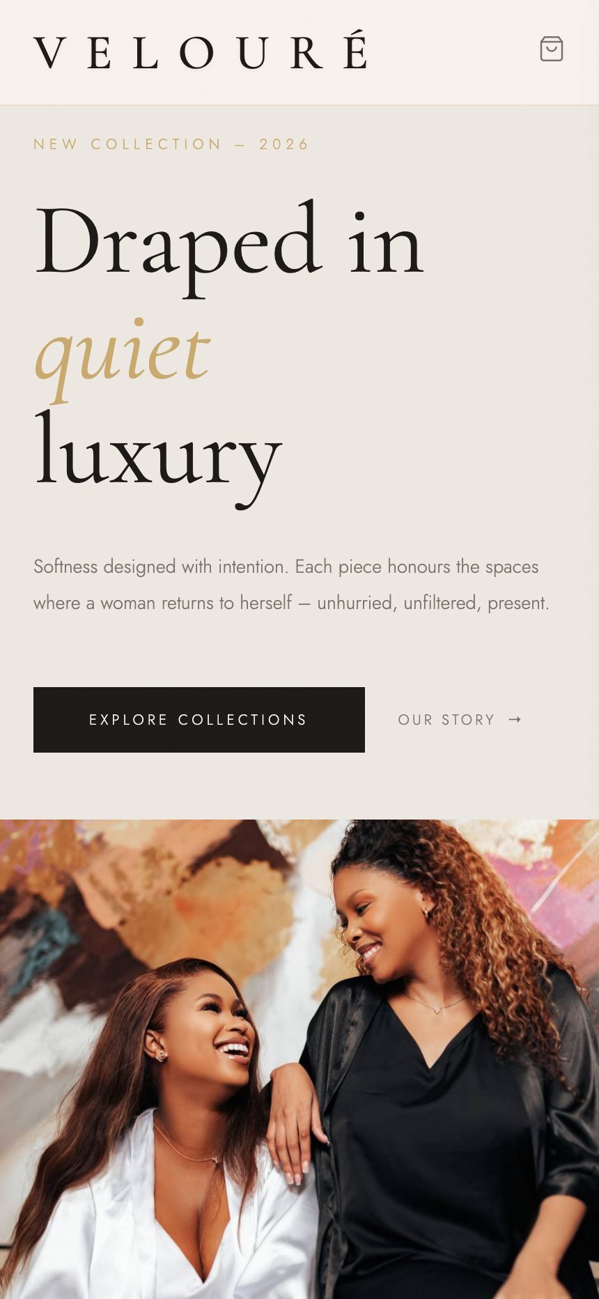 Veloure mobile homepage
